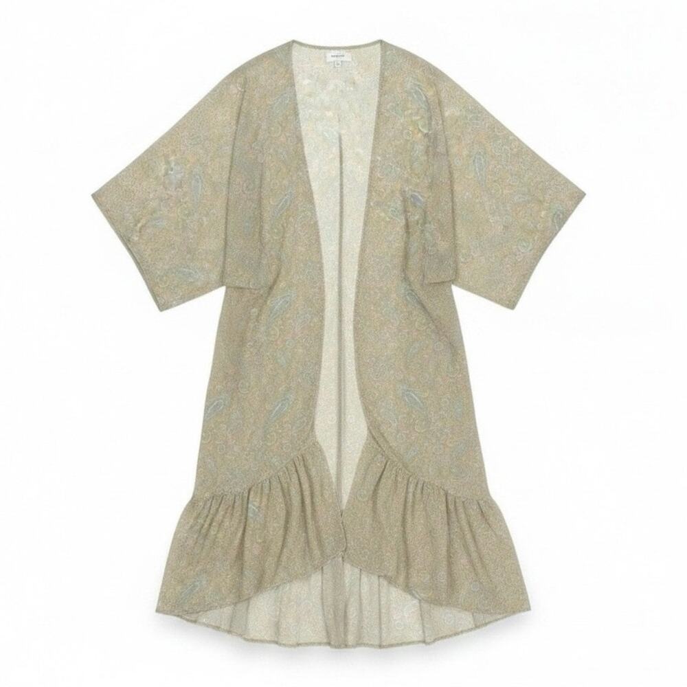PEACH LOVE CALIFORNIA Kimono BEIGE PAISLEY Semi-Sheer Size LARGE